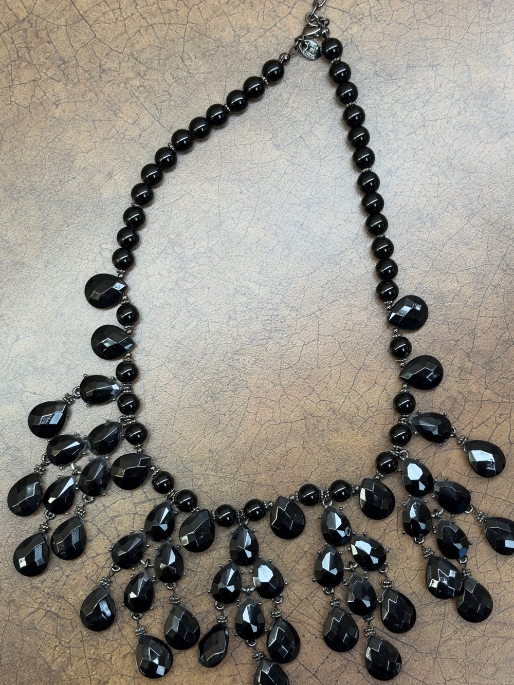 Statement Black Beaded Bib Necklace - Elegant Women’s Jewelry